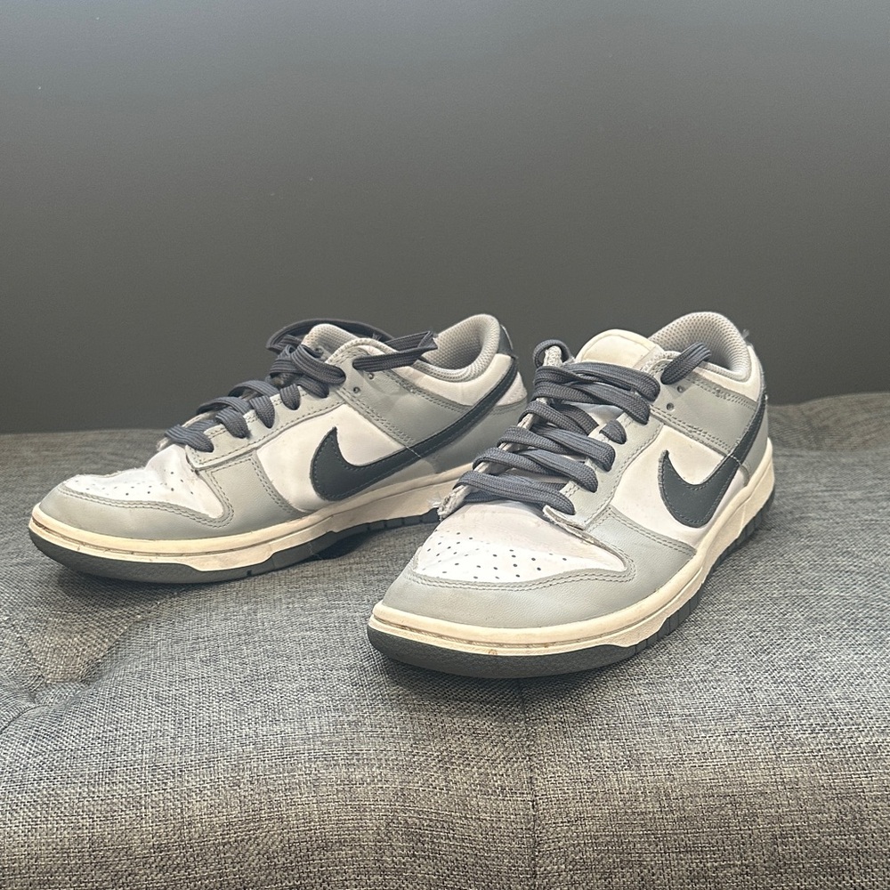 Nike Women’s Grey and White Dunk Low Sneakers